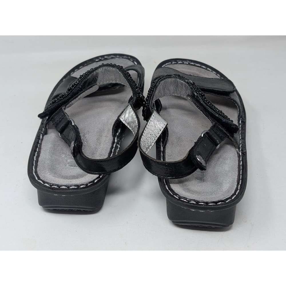 Alegria Verona Wedge Sandal Women Size 38 Black Leather Beaded‎ Metallic 8 8.5 - Picture 4 of 6